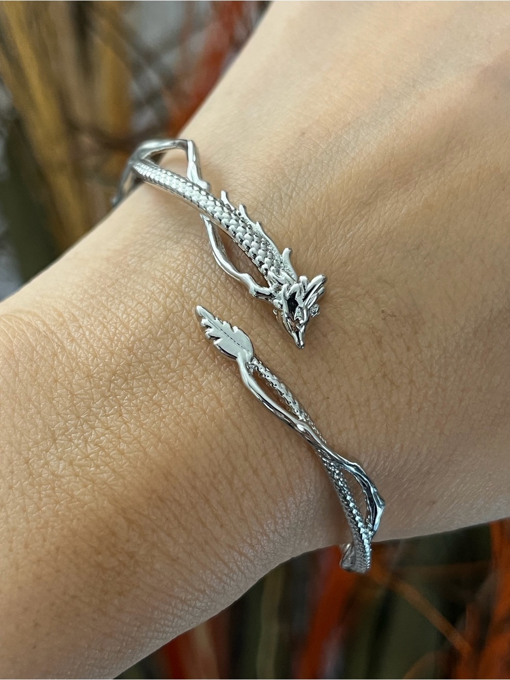 Unisex S925 Silver 3D dragon cuff Bracelet top seller